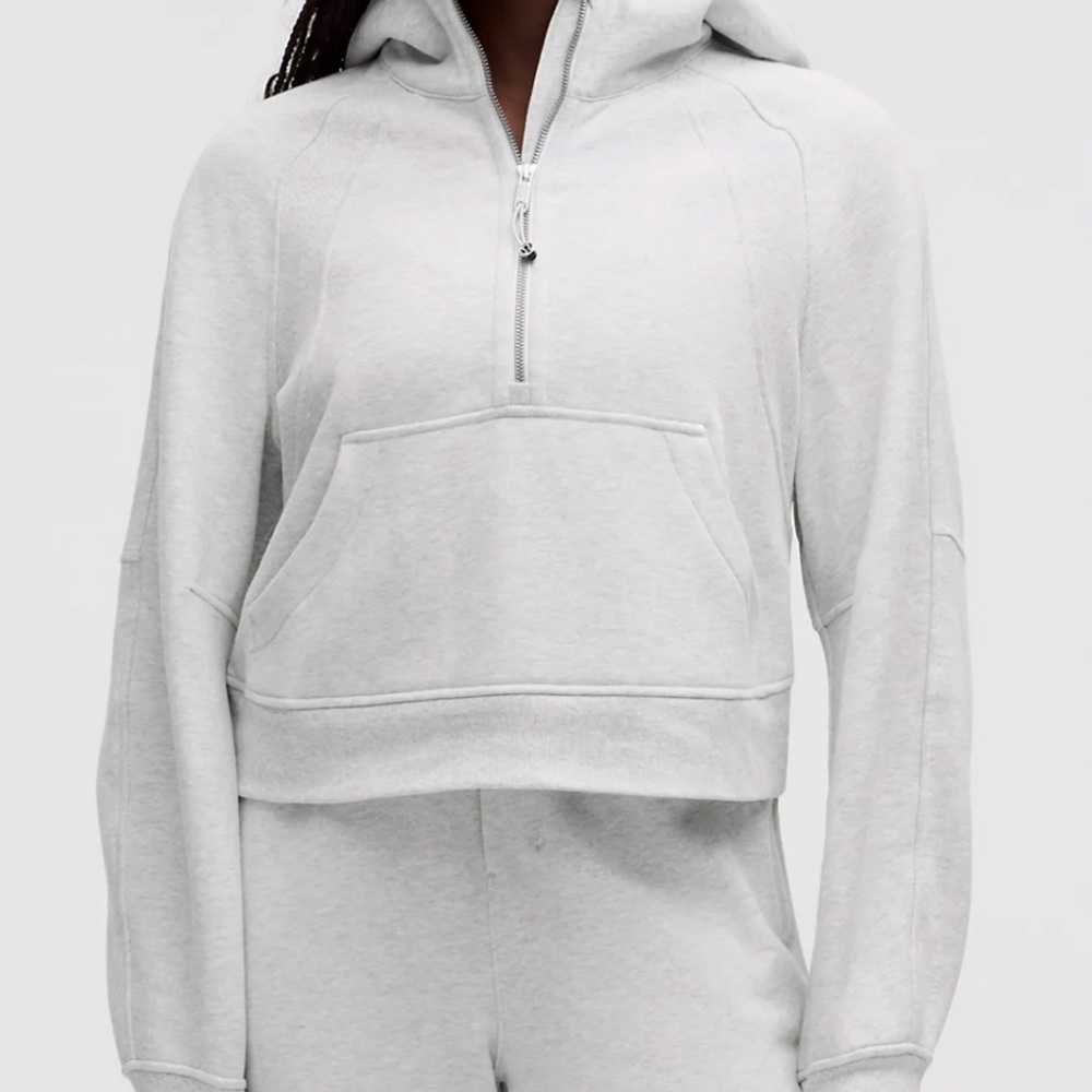 LULULEMON SCUBA HEATHERED LIGHT GREY WITH SILVER ZIP